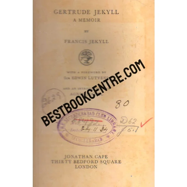 Gertrude Jekyll a Memoir 1st Edition