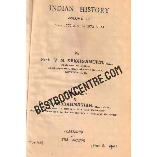 Indian History From 1772 1972 Valum 3 1st Edition