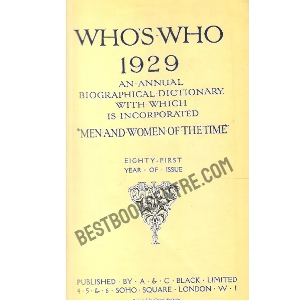 Whos Who 1929 an Annual Biographical Dictionary
